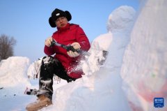 哈尔滨太阳岛雪博会：雪雕高手精彩“过招”