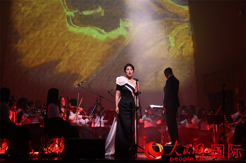 中国女高音歌唱家于茜演唱《青玉案·元夕》与《敕勒歌》。人民网记者 陈海琪摄