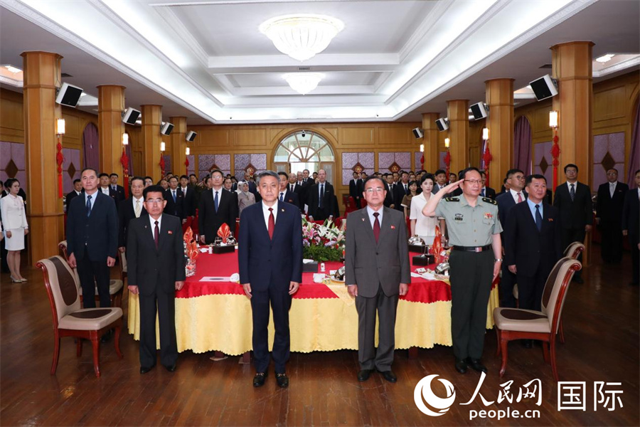 6月30日，中国驻朝鲜使馆举办庆祝中国共产党成立105周年招待会。 人民网记者 刘融摄